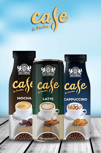 Café De London coffee & juice fusion drinks – café-style bottles and cans by London Juice Company (Namar Limited)